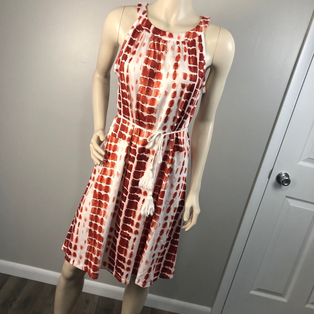Burnt orange and white tie dye dress - Size M